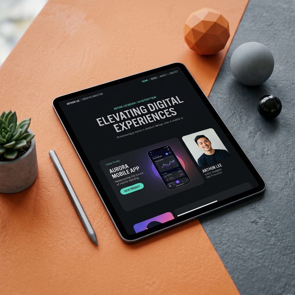 Tablet UI UX portfolio mockup